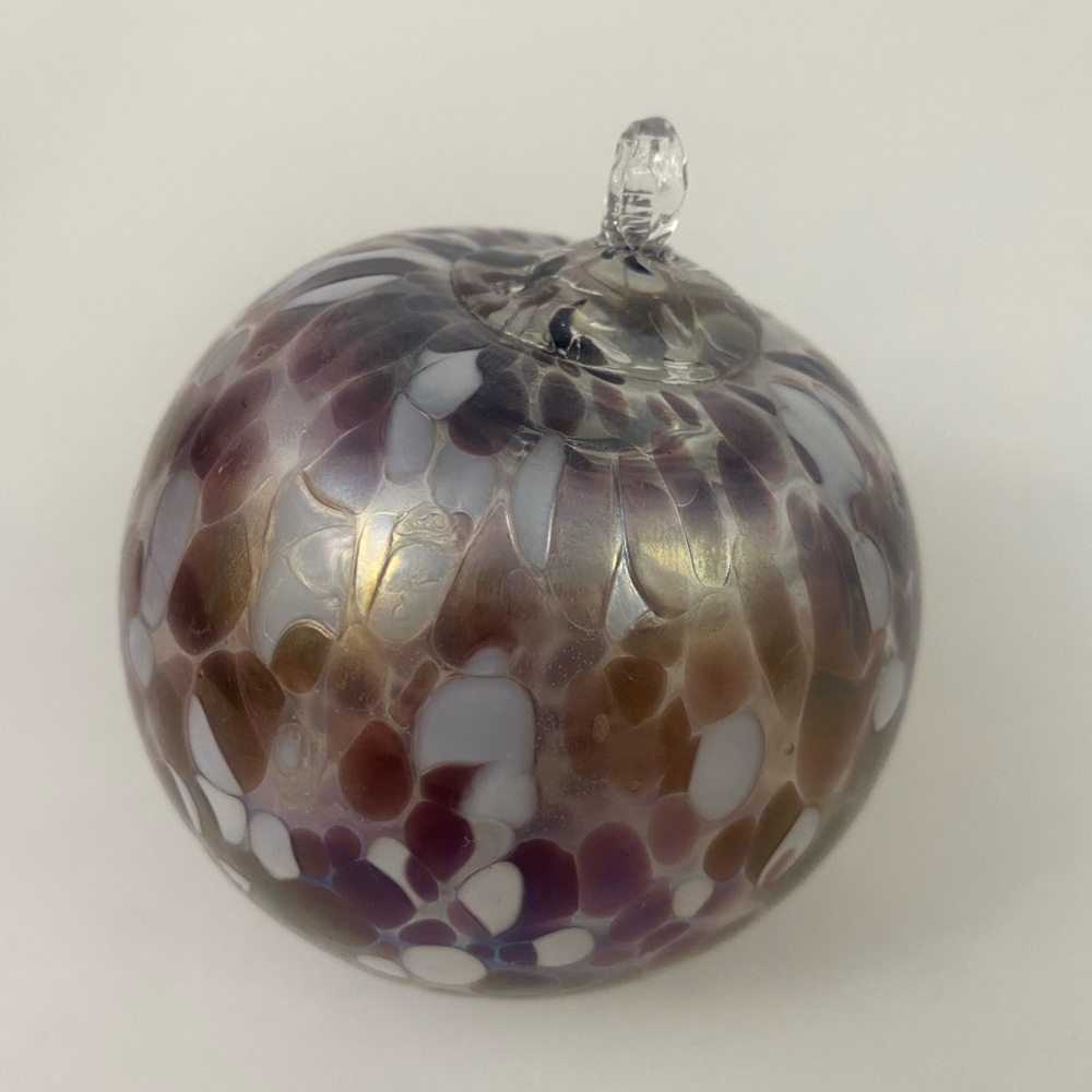 Iridescent Art Glass Sphere Orb Ornament Witch Ball Hand Blown 3.5”